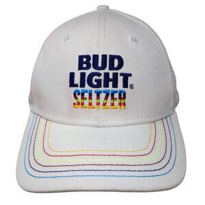 Bud Light Seltzer Strapback Baseball Cap White One Size Adjustable Embroidered